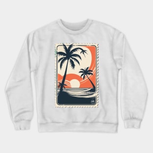 beach palm tree island Crewneck Sweatshirt